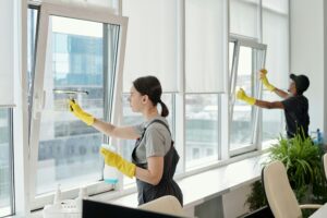 Two Bee Line commercial window cleaners.