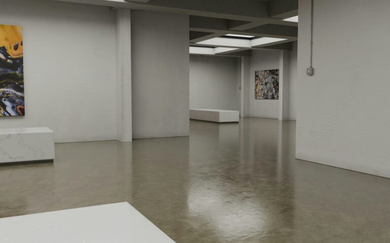 Concrete floors in a museum.